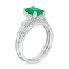 Thumbnail Image 2 of Emerald-Cut Emerald and 0.32 CT. T.W. Diamond Collar Bridal Set in 14K White Gold