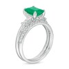 Thumbnail Image 3 of Emerald-Cut Emerald and 0.32 CT. T.W. Diamond Collar Bridal Set in 14K White Gold