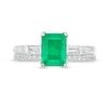 Thumbnail Image 3 of Emerald-Cut Emerald and 0.32 CT. T.W. Diamond Collar Bridal Set in 14K White Gold