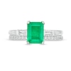 Thumbnail Image 4 of Emerald-Cut Emerald and 0.32 CT. T.W. Diamond Collar Bridal Set in 14K White Gold