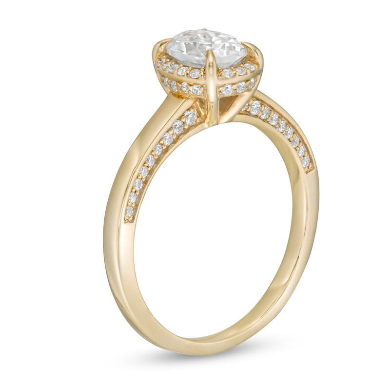 Main Image 3 of 0.95 CT. T.W. Oval Diamond Solitaire Engagement Ring in 14K Gold