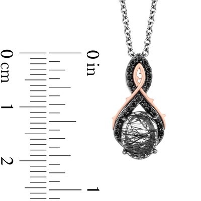 Enchanted Disney Villains Maleficent Black Quartz and 0.18 CT. T.W. Diamond Pendant in Sterling Silver and 10K Rose Gold