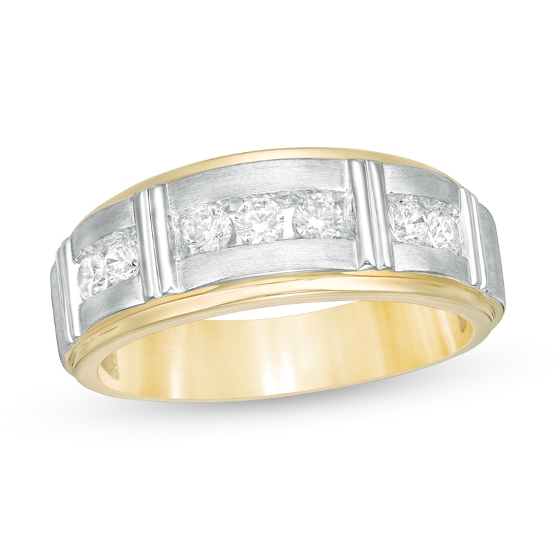 Main Image 1 of 0.50 CT. T.W. Diamond Seven Stone Wedding Band in 14K Two-Tone Gold