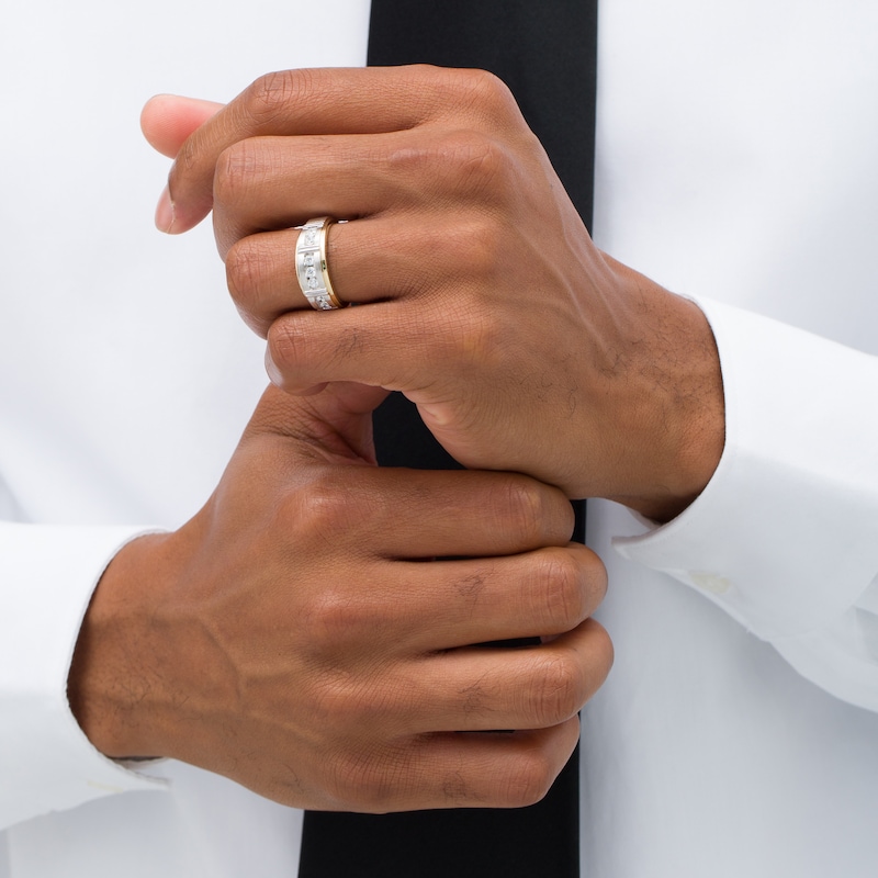 Main Image 2 of 0.50 CT. T.W. Diamond Seven Stone Wedding Band in 14K Two-Tone Gold