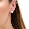 Thumbnail Image 2 of 10.0-11.0mm Button Dyed Pink Freshwater Cultured Pearl Stud Earrings in Sterling Silver
