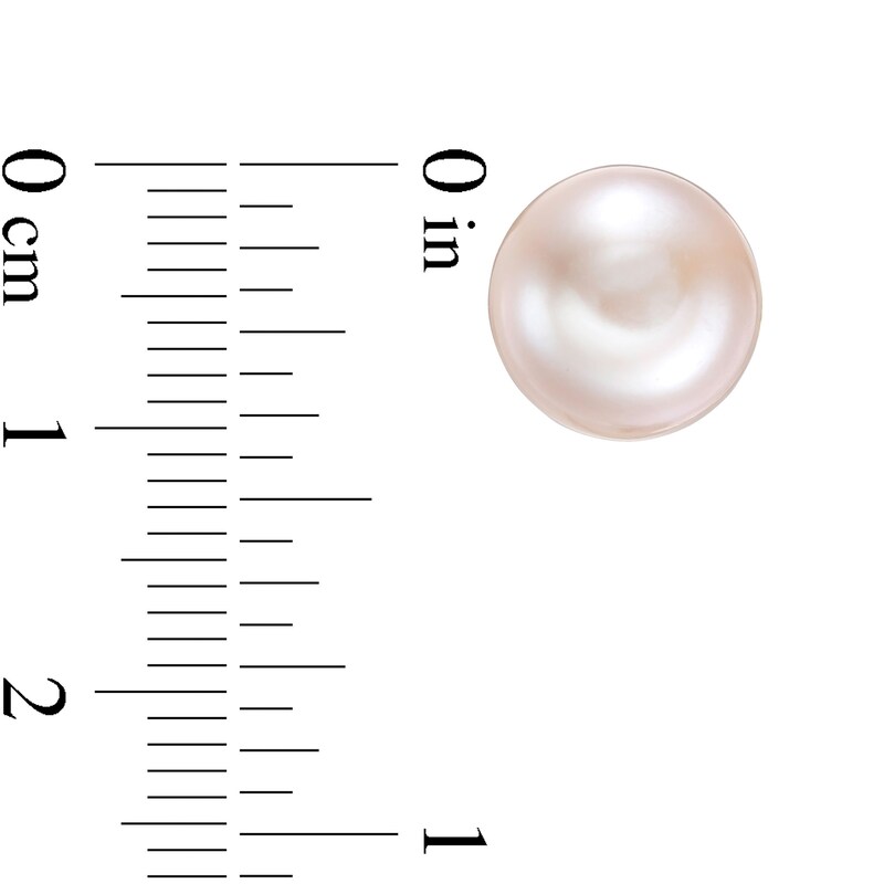 10.0-11.0mm Button Dyed Freshwater Cultured Pearl Stud Earrings in Sterling Silver
