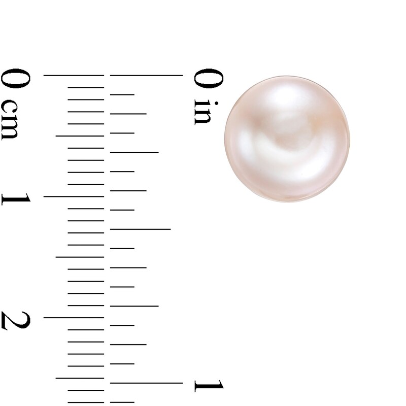 10.0-11.0mm Button Dyed Pink Cultured Freshwater Pearl Stud Earrings in Sterling Silver