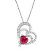 8.0mm Lab-Created Ruby and White Sapphire Interlocking Double Loop Tilted Heart Pendant in Sterling Silver