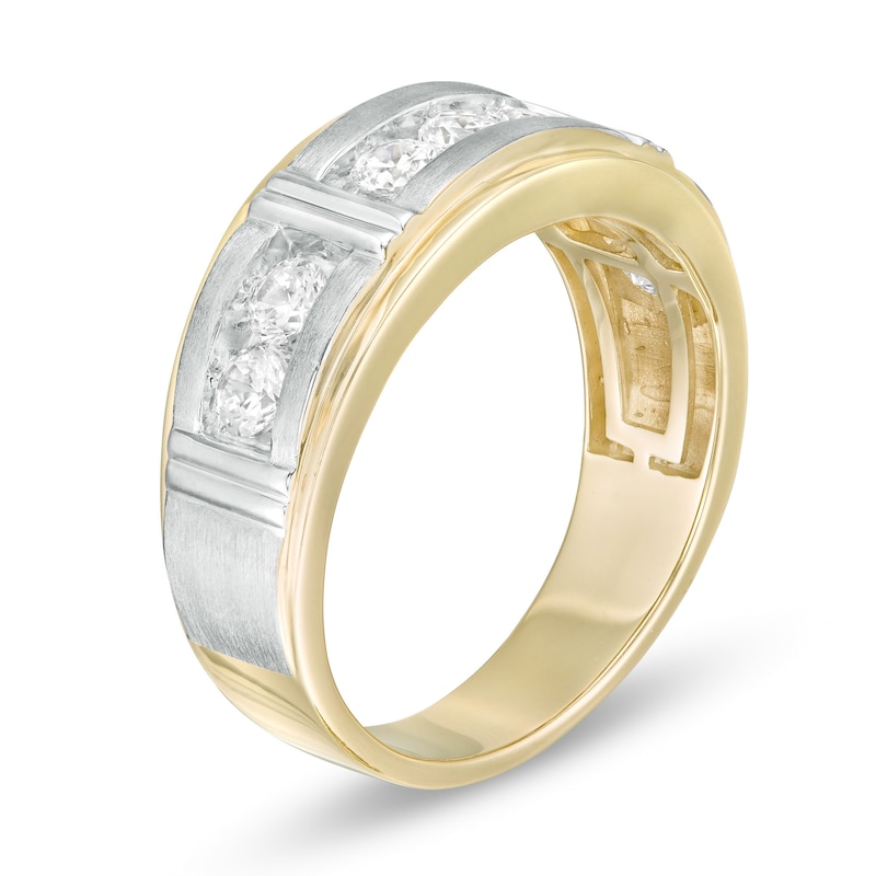 Men's 1.00 CT. T.W. Diamond Seven Stone Wedding Band in 14K Two-Tone Gold