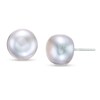 Thumbnail Image 1 of 10.0-11.0mm Button Dyed Grey Freshwater Cultured Pearl Stud Earrings in Sterling Silver