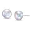 Thumbnail Image 0 of 10.0-11.0mm Button Dyed Grey Cultured Freshwater Pearl Stud Earrings in Sterling Silver