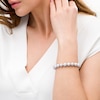 Thumbnail Image 1 of 8.5-9.5mm Dyed Grey Cultured Freshwater Pearl Strand Bracelet with Sterling Silver Clasp - 7.5"