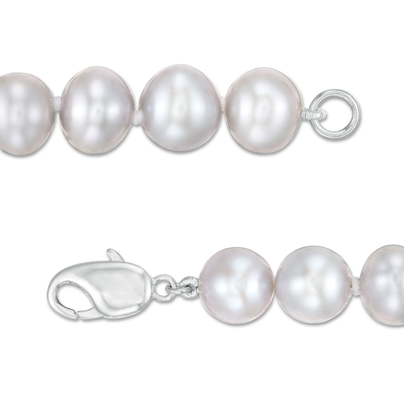 8.5-9.5mm Dyed Grey Cultured Freshwater Pearl Strand Bracelet with Sterling Silver Clasp - 7.5"