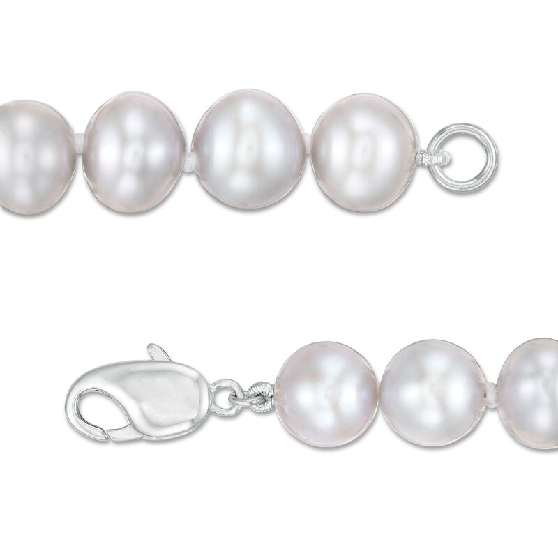 8.5-9.5mm Dyed Grey Freshwater Cultured Pearl Strand Bracelet with Sterling Silver Clasp-7.5"