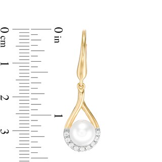 7.0mm Button Freshwater Cultured Pearl and Lab-Created White Sapphire Earrings in Sterling Silver with 14K Gold Plate