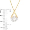 Thumbnail Image 2 of 8.0mm Button Cultured Freshwater Pearl and Lab-Created White Sapphire Pendant in Sterling Silver with 14K Gold Plate