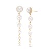 2.5-7.0mm Freshwater Cultured Pearl and Lab-Created White Sapphire Graduated Drop Earrings in 10K Gold