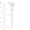 2.5-7.0mm Freshwater Cultured Pearl and Lab-Created White Sapphire Graduated Drop Earrings in 10K Gold