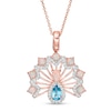 Thumbnail Image 0 of Swiss Blue Topaz, Lab-Created Opal and White Sapphire Peacock Pendant in Sterling Silver with 18K Rose Gold Plate