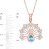 Thumbnail Image 2 of Swiss Blue Topaz, Lab-Created Opal and White Sapphire Peacock Pendant in Sterling Silver with 18K Rose Gold Plate