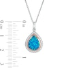 Thumbnail Image 2 of Pear-Shaped Lab-Created Blue Opal and White Sapphire Teardrop Pendant in Sterling Silver and 14K Rose Gold Plate