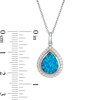 Pear-Shaped Lab-Created Blue Opal and White Sapphire Teardrop Pendant in Sterling Silver and 14K Rose Gold Plate