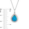 Thumbnail Image 2 of Pear-Shaped Lab-Created Blue Opal and White Sapphire Teardrop Pendant in Sterling Silver and 14K Rose Gold Plate