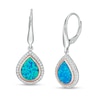 Thumbnail Image 1 of Pear-Shaped Lab-Created Blue Opal and White Sapphire Teardrop Earrings in Sterling Silver with 14K Rose Gold Plate
