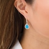Thumbnail Image 2 of Pear-Shaped Lab-Created Blue Opal and White Sapphire Teardrop Earrings in Sterling Silver with 14K Rose Gold Plate