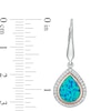 Thumbnail Image 3 of Pear-Shaped Lab-Created Blue Opal and White Sapphire Teardrop Earrings in Sterling Silver with 14K Rose Gold Plate
