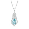 Thumbnail Image 0 of Pear-Shaped Swiss Blue Topaz and Lab-Created White Sapphire Interwoven Drop Pendant in Sterling Silver