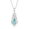 Pear-Shaped Swiss Blue Topaz and Lab-Created White Sapphire Interwoven Drop Pendant in Sterling Silver