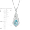 Thumbnail Image 2 of Pear-Shaped Swiss Blue Topaz and Lab-Created White Sapphire Interwoven Drop Pendant in Sterling Silver