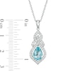 Pear-Shaped Swiss Blue Topaz and Lab-Created White Sapphire Interwoven Drop Pendant in Sterling Silver