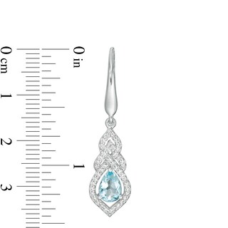 Pear-Shaped Swiss Blue Topaz and Lab-Created White Sapphire Interwoven Drop Earrings in Sterling Silver