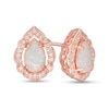 Thumbnail Image 1 of Pear-Shaped Lab-Created Opal and White Sapphire Scallop Frame Stud Earrings in Sterling Silver with 18K Rose Gold Plate