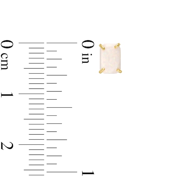 Emerald-Cut Opal Solitaire Stud Earrings in 14K Gold
