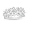 Thumbnail Image 1 of Marquise, Princess-Cut and Round Lab-Created White Sapphire Cluster Floral Ring in Sterling Silver