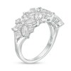 Thumbnail Image 3 of Marquise, Princess-Cut and Round Lab-Created White Sapphire Cluster Floral Ring in Sterling Silver