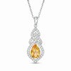 Pear-Shaped Citrine and Lab-Created White Sapphire Interwoven Drop Pendant in Sterling Silver