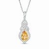 Thumbnail Image 0 of Pear-Shaped Citrine and Lab-Created White Sapphire Interwoven Drop Pendant in Sterling Silver