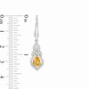 Pear-Shaped Citrine and Lab-Created White Sapphire Interwoven Drop Earrings in Sterling Silver