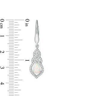 Pear-Shaped Lab-Created Opal and White Sapphire Interwoven Drop Earrings in Sterling Silver