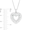 Thumbnail Image 3 of Baguette-Cut and Round Lab-Created White Sapphire Double Heart Pendant in Sterling Silver