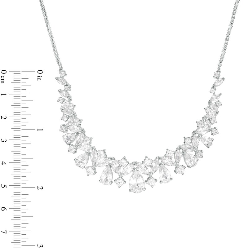 Main Image 3 of Marquise-Cut, Pear-Shaped and Round Lab-Created White Sapphire Necklace in Sterling Silver
