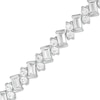 Thumbnail Image 1 of Slanted Baguette-Cut and Round Lab-Created White Sapphire Tennis Bracelet in Sterling Silver - 7.25"