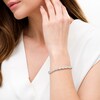 Thumbnail Image 2 of Slanted Baguette-Cut and Round Lab-Created White Sapphire Tennis Bracelet in Sterling Silver - 7.25"