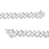 Thumbnail Image 3 of Slanted Baguette-Cut and Round Lab-Created White Sapphire Tennis Bracelet in Sterling Silver - 7.25"