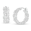 Thumbnail Image 1 of Marquise-Cut and Round Lab-Created White Sapphire Floral Cluster Inside-Out Hoop Earrings in Sterling Silver