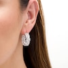 Thumbnail Image 1 of Marquise-Cut and Round Lab-Created White Sapphire Floral Cluster Inside-Out Hoop Earrings in Sterling Silver